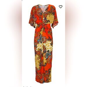 Venus Vibrant Orange Paisley Maxi Dress